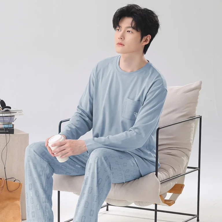 Men’s dusty blue pullover pajamas in dusty blue