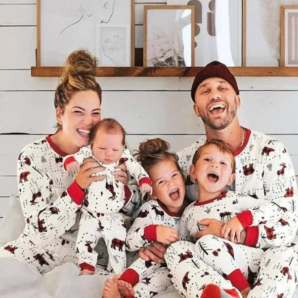 Winter Character Matching Family Pajamas in white & red