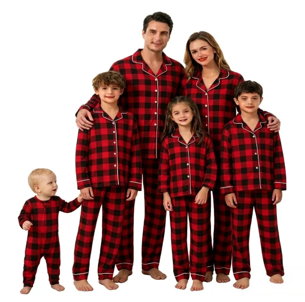 Red Buffalo Check Family Pajamas in red & black