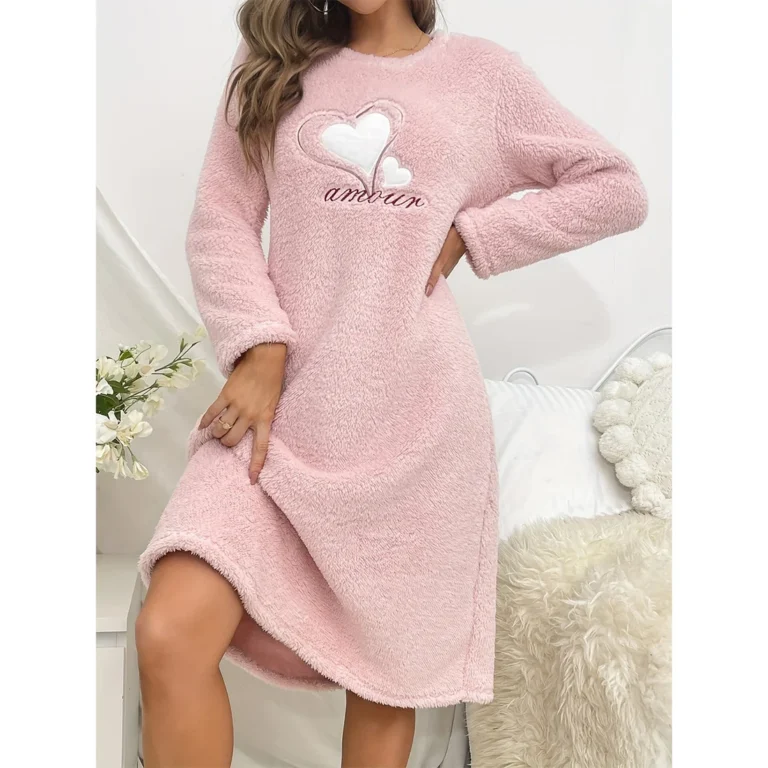 Pink Heart Cozy Nightdress in pink