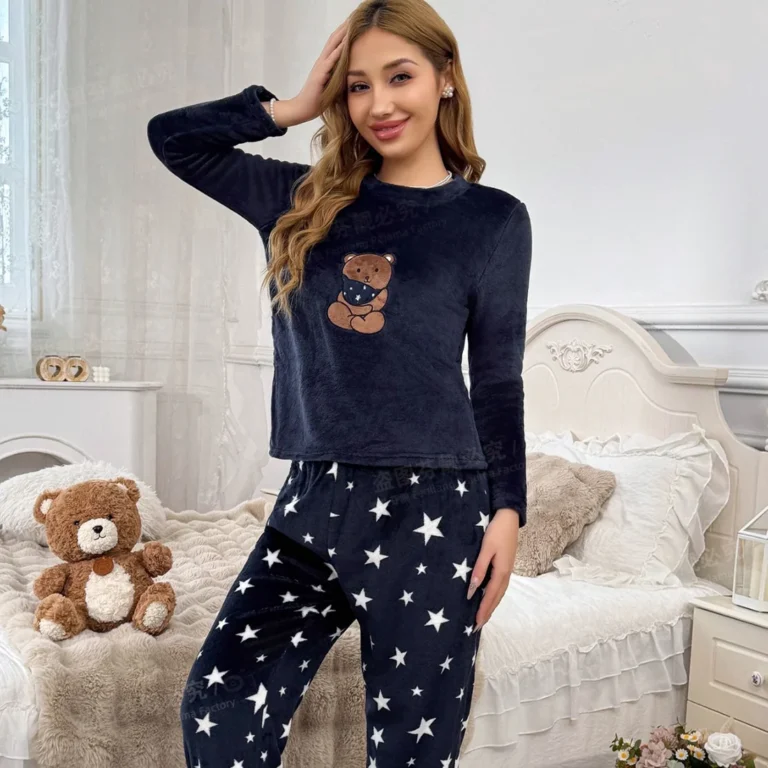 Navy Bear Star Sleepwear Set in navy
