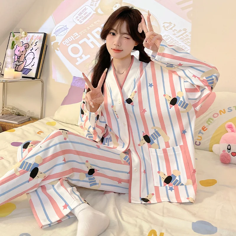 Pastel Stripe Character Pajamas in pastel multicolour