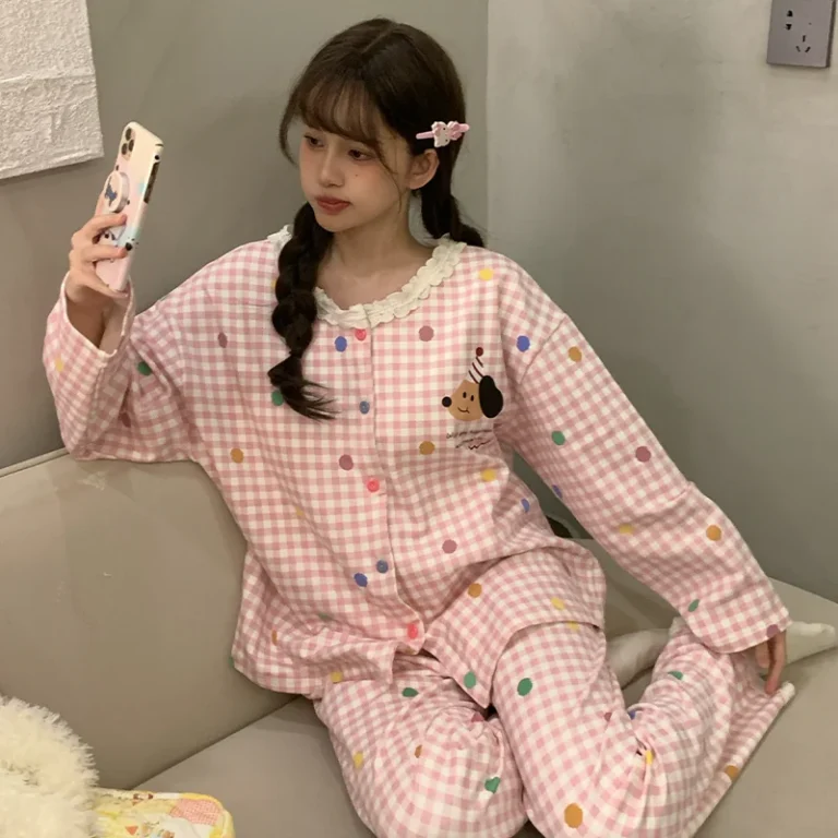 Pink Gingham Character Pajamas in pink