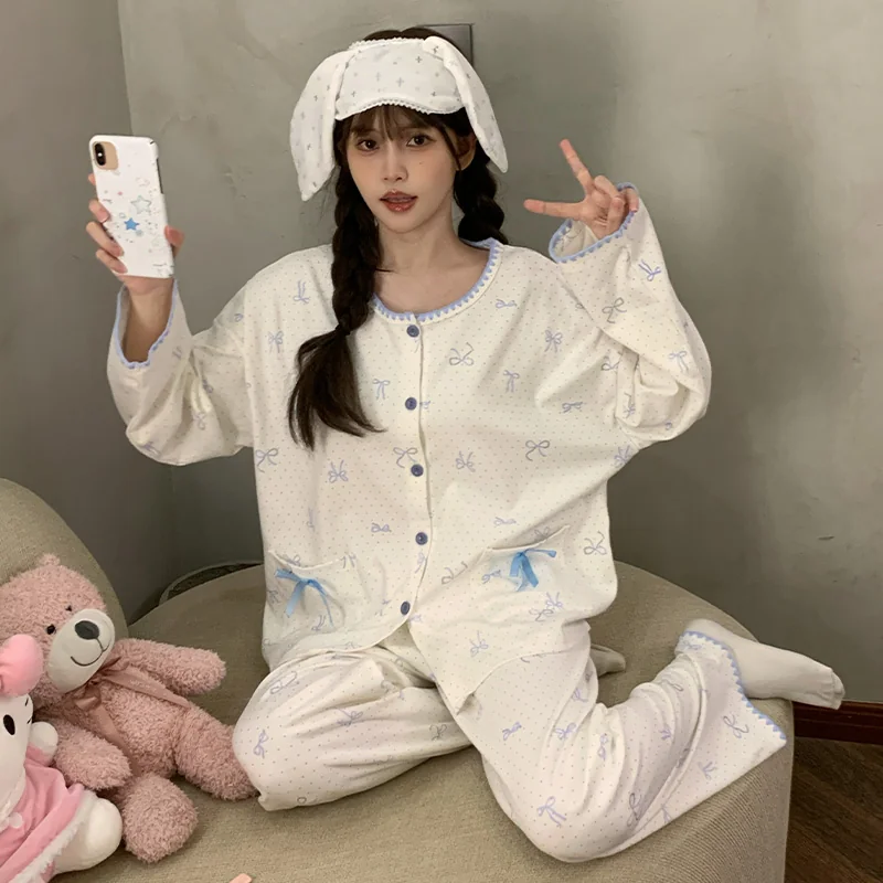White Blue-Trim Character Pajamas in white & blue