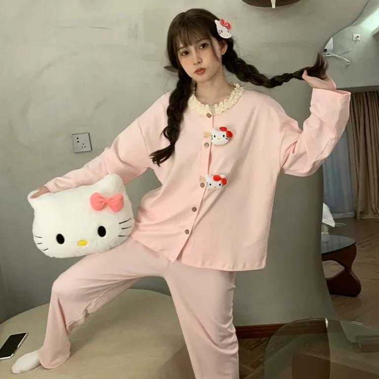 Pink Character Button-Front Pajamas in pink